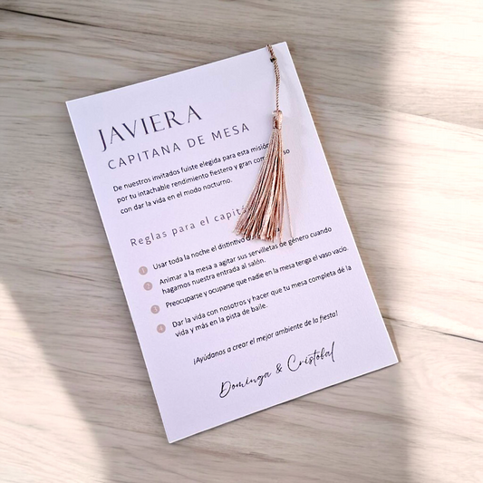 Tarjeta Capitán de mesa cód.C010